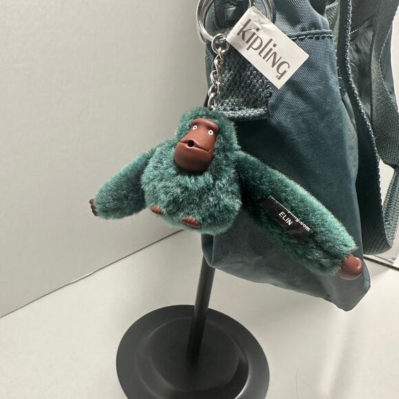 Kipling Shoulder Bag Tote Crossbody Green Nylon w/ Monkey Keychain ELIN HB7697 - Picture 2 of 16